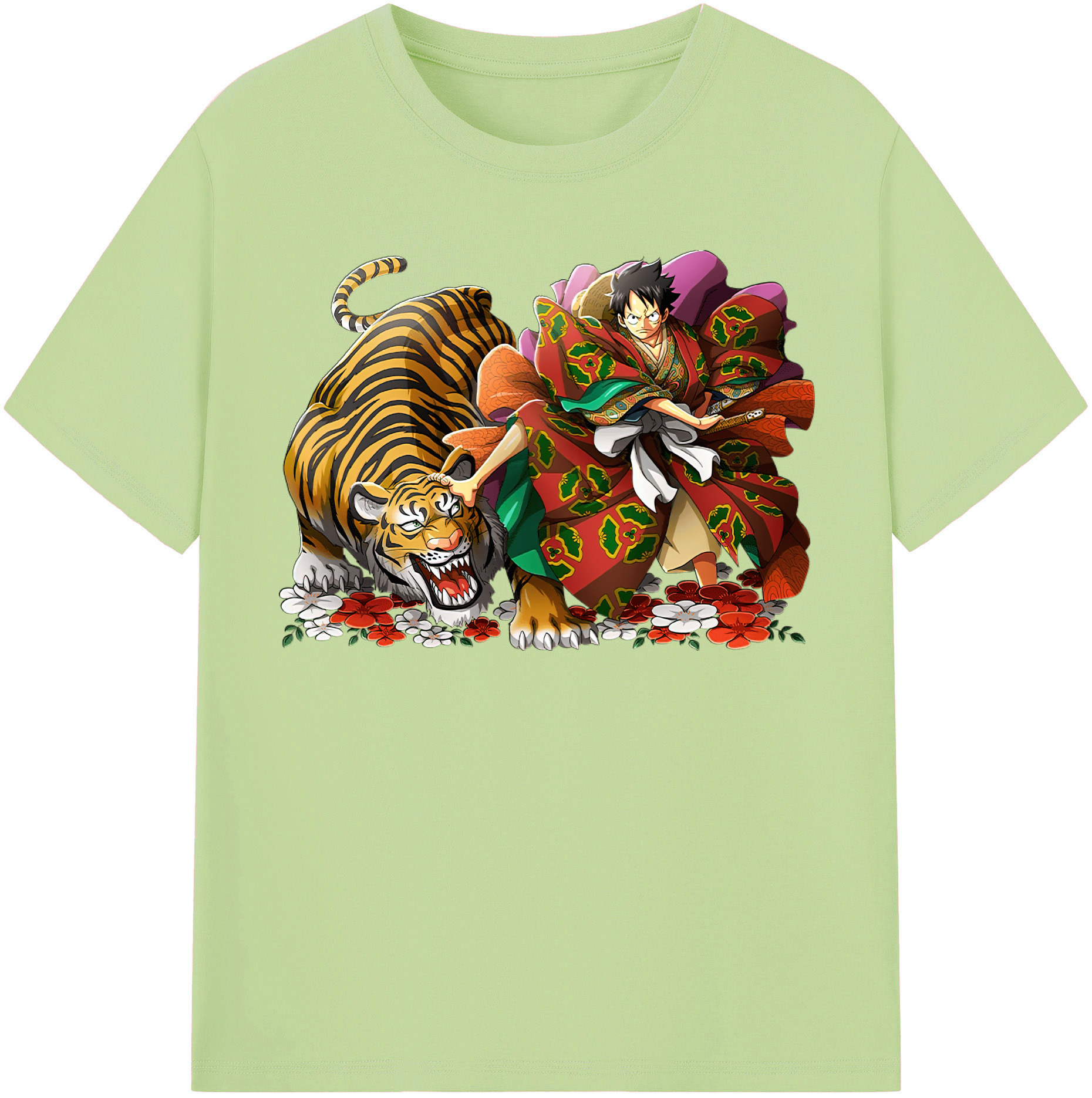 ワンピース モンキー・D・ルフィ ONE PIECE Monkey D. Luffy 綿100％半袖Tシャツ（フロントプリント）